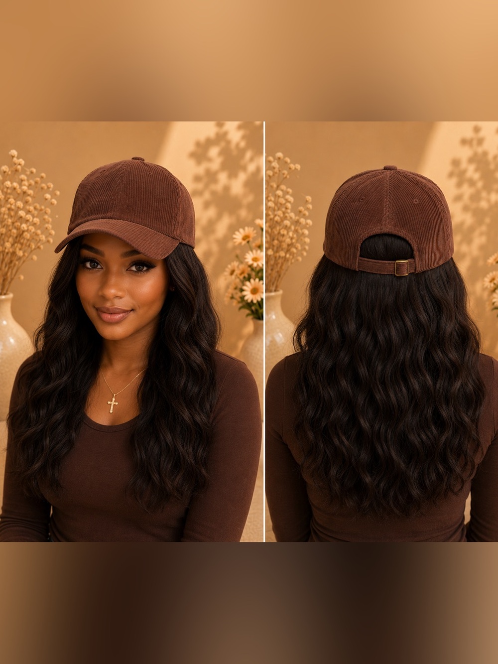 Corduroy Baseball Cap in Brown